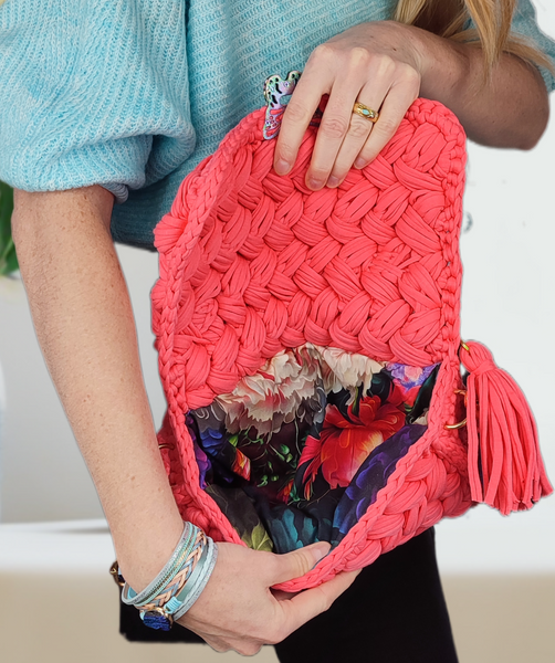 Sac en crochet Corail