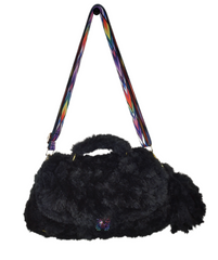 Sac en crochet effet Fourrure noir