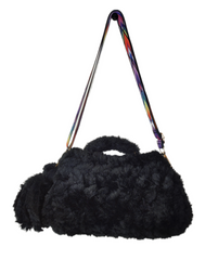 Sac en crochet effet Fourrure noir