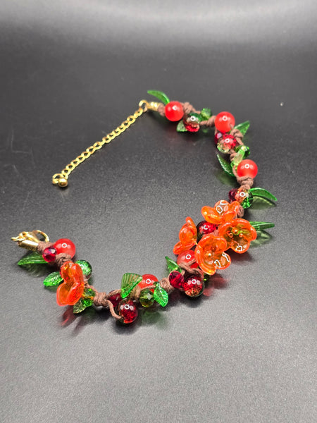Bracelets fleurs rouges