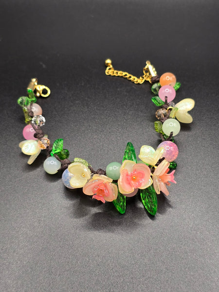 Bracelet orchidées roses