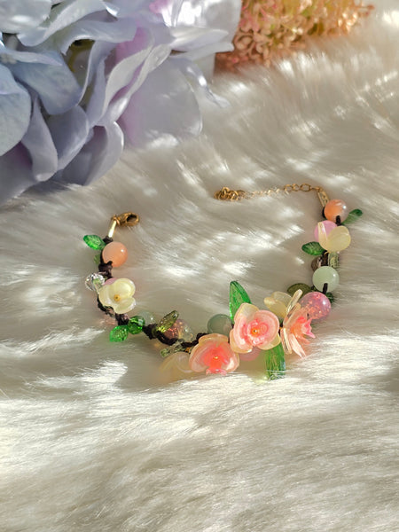 Bracelet orchidées roses
