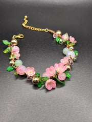 Bracelet fleurs roses